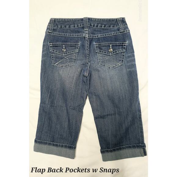 Womens Inc. Cuffed Capris Back Flap Rhinestone Studded Pockets Size 2 Reg Fit - Picture 3 of 7